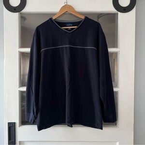 Vintage Club Room 100% Cotton Navy Blue V-neck Sweater Men’s XL Casual Skater